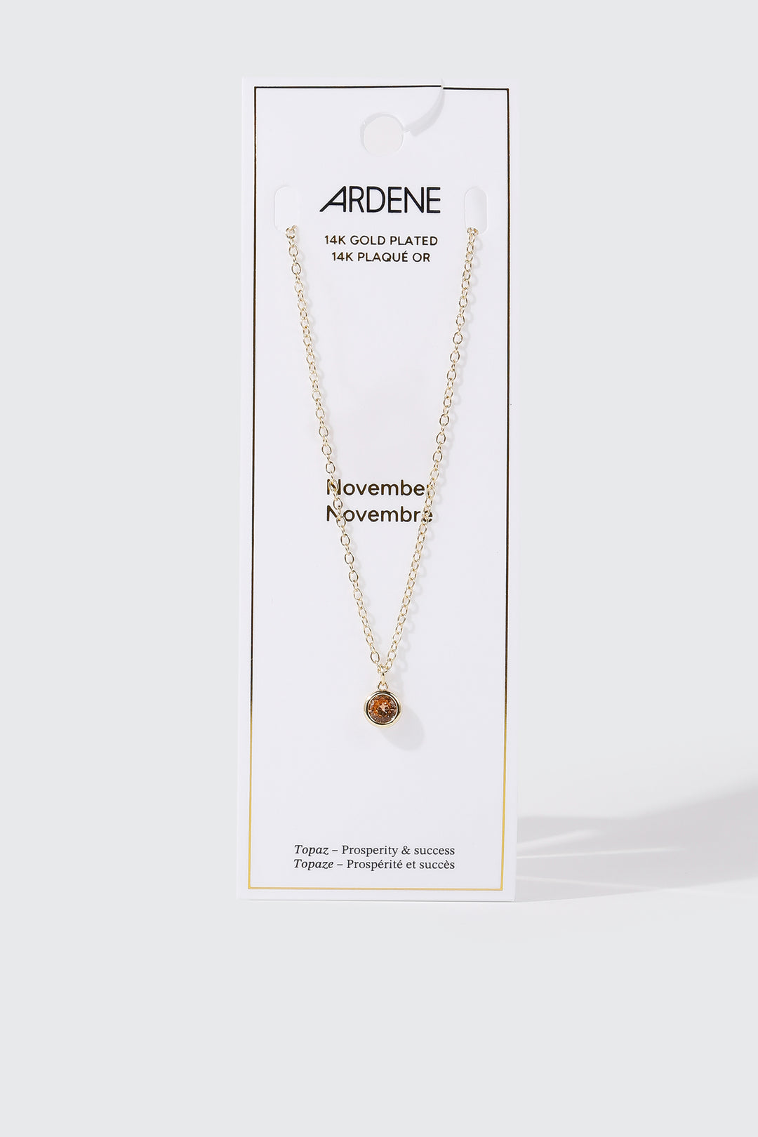 Collier plaqué or 14 k avec pierre de naissance de novembre