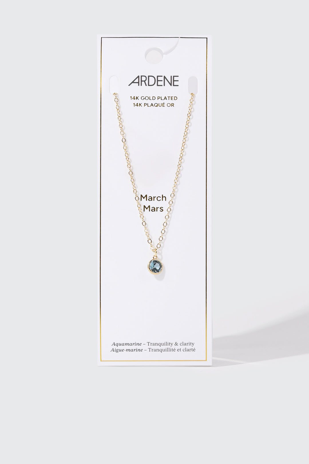 Collier plaqué or 14 k avec pierre de naissance de mars