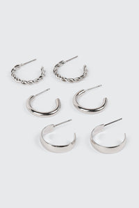 14K White Gold Plated Hoop Earrings