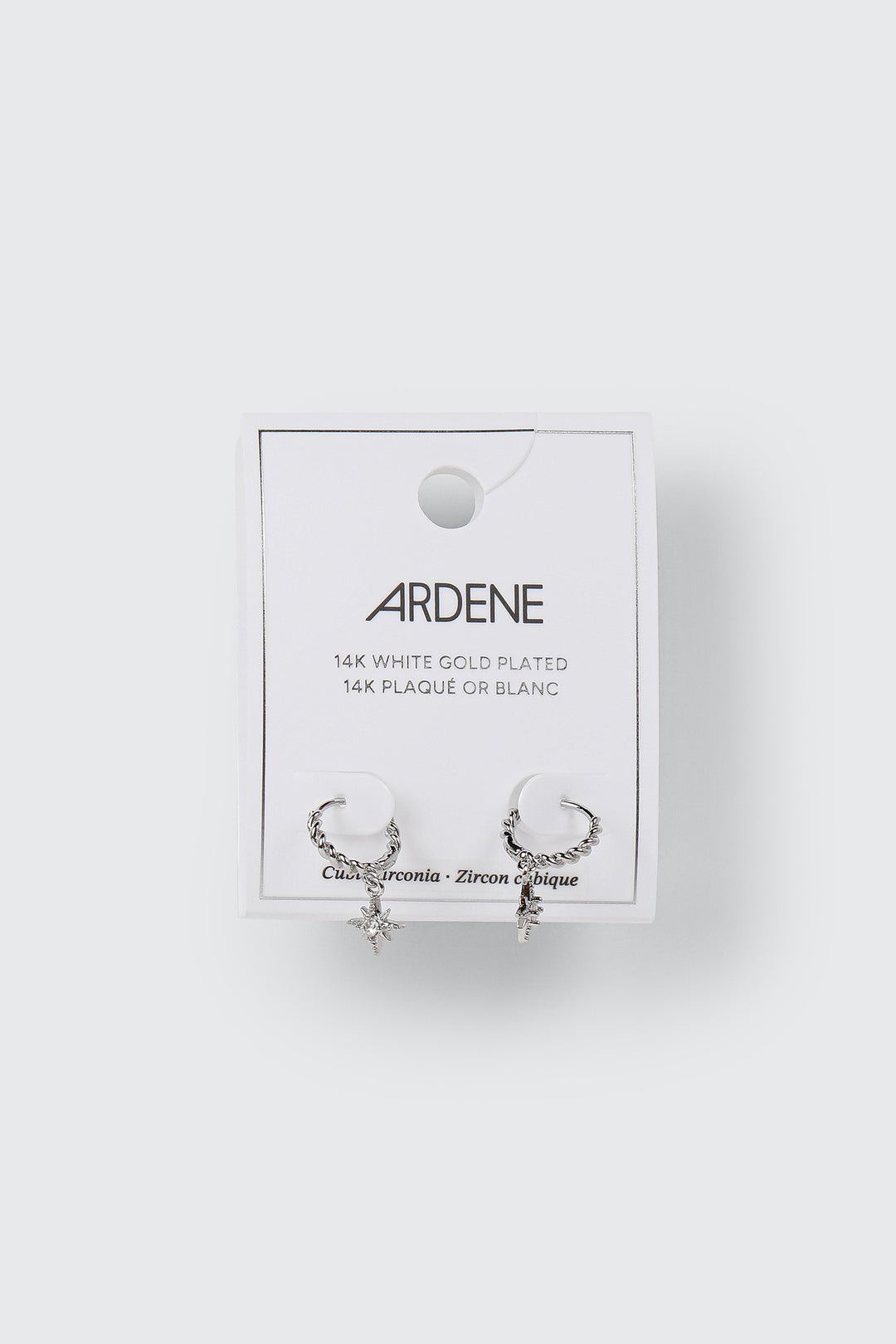 14K White Gold Plated Dangling Star Earrings