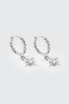 14K White Gold Plated Dangling Star Earrings