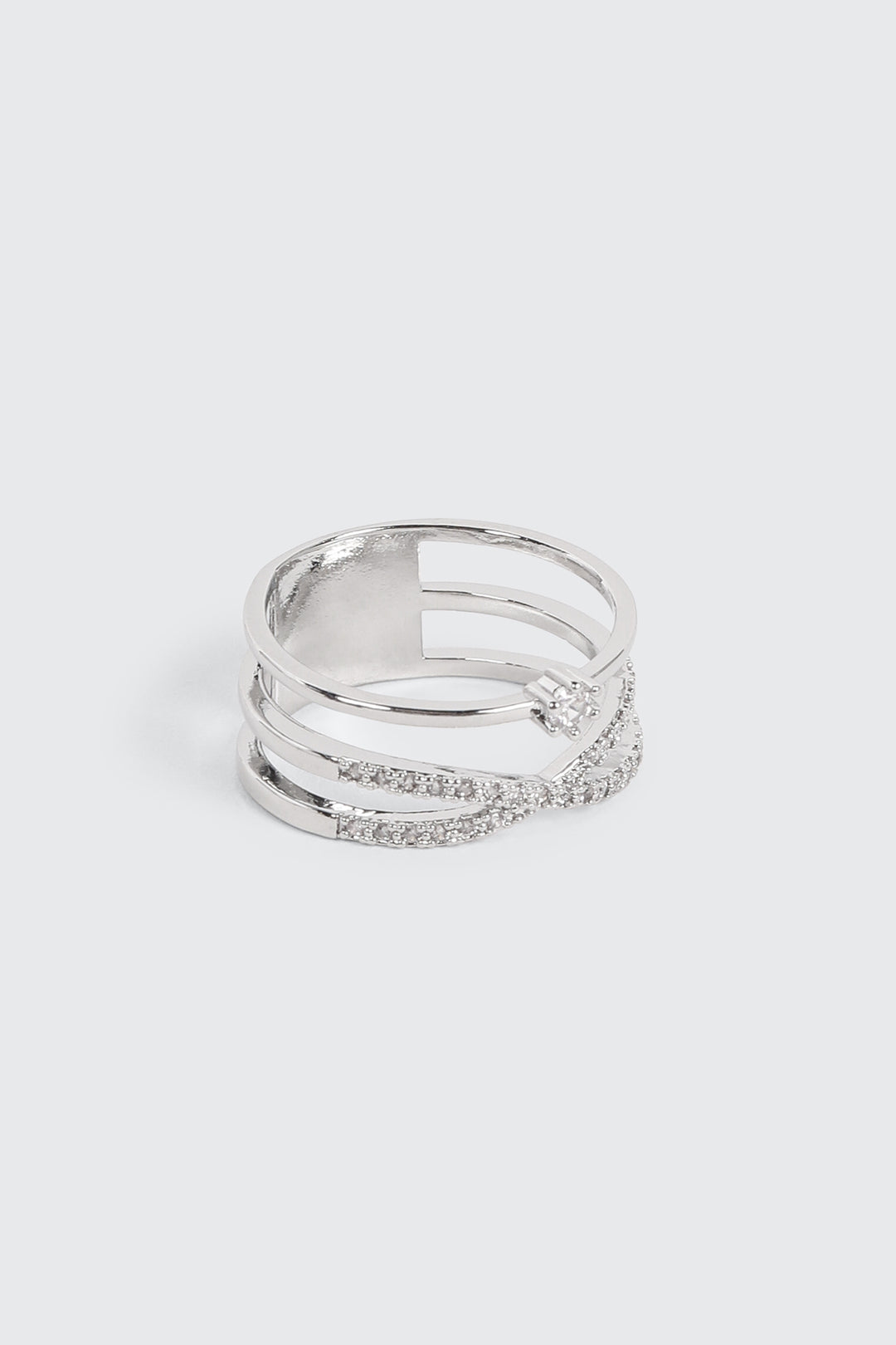 14K White Gold Plated X Ring