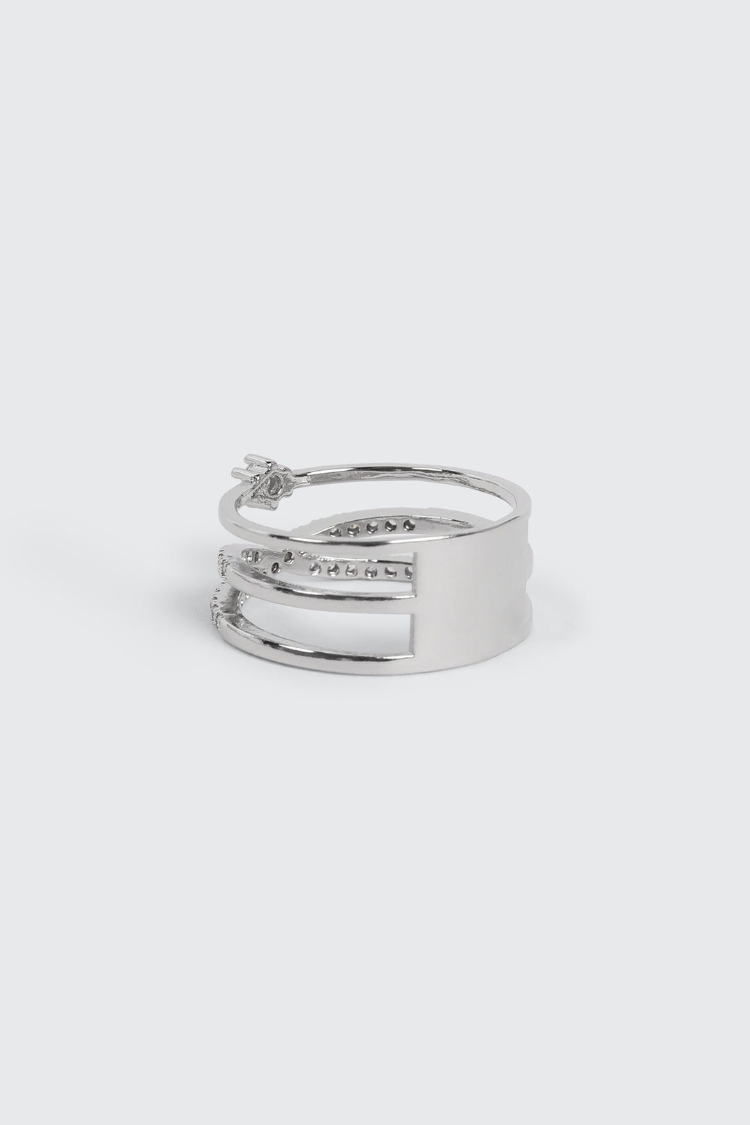 14K White Gold Plated X Ring