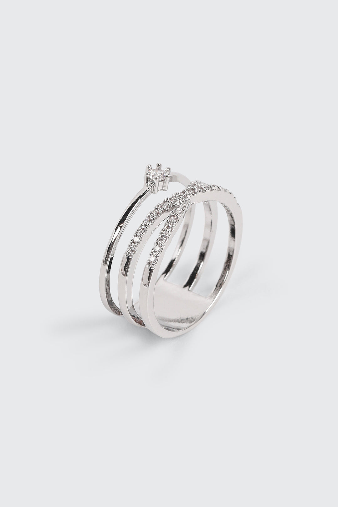 14K White Gold Plated X Ring