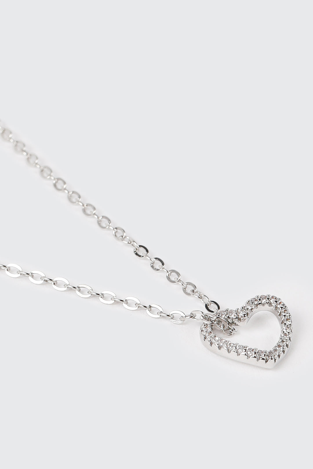 Collier cœur plaqué or blanc 14 carats