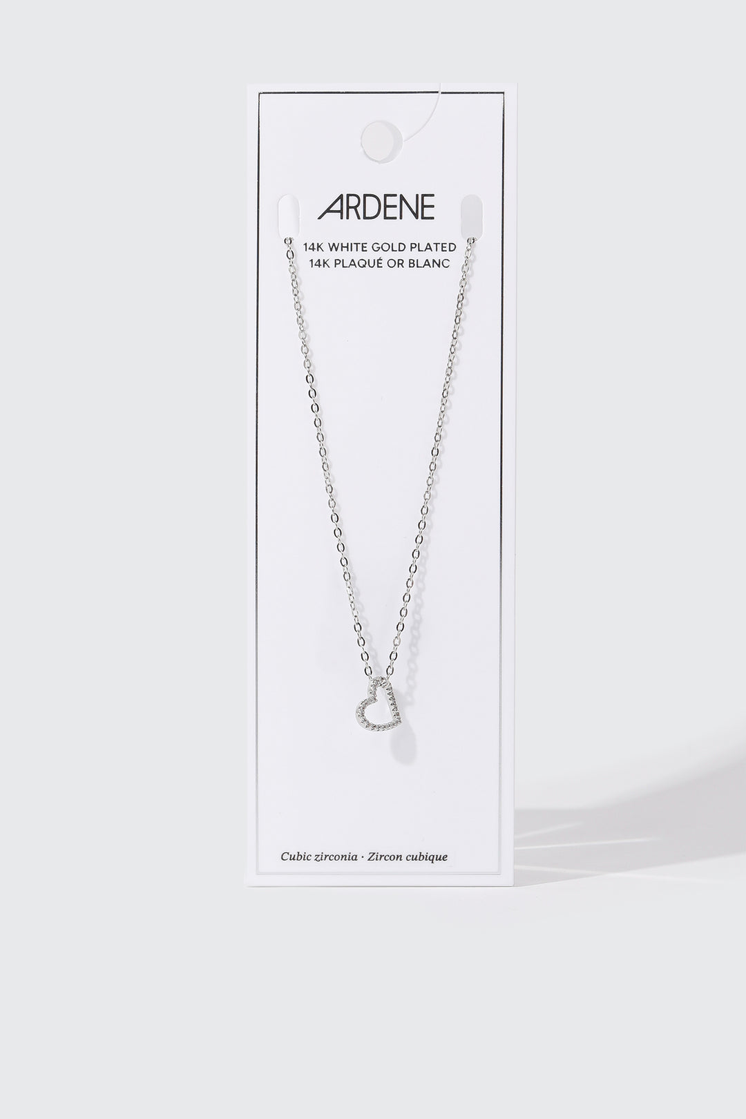 Collier cœur plaqué or blanc 14 carats