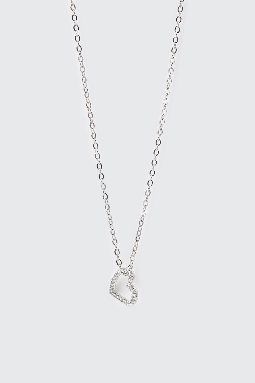 Collier cœur plaqué or blanc 14 carats