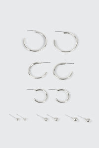 14K White Gold Plated Earrings Set