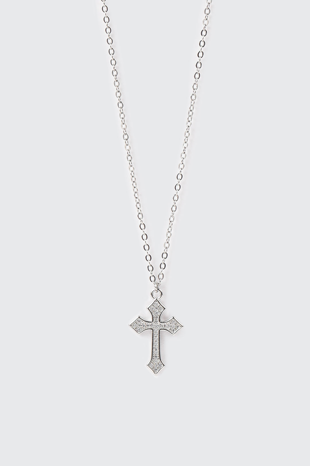 14K White Gold Cross Necklace