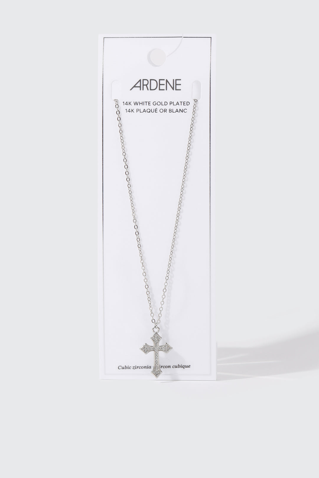14K White Gold Cross Necklace
