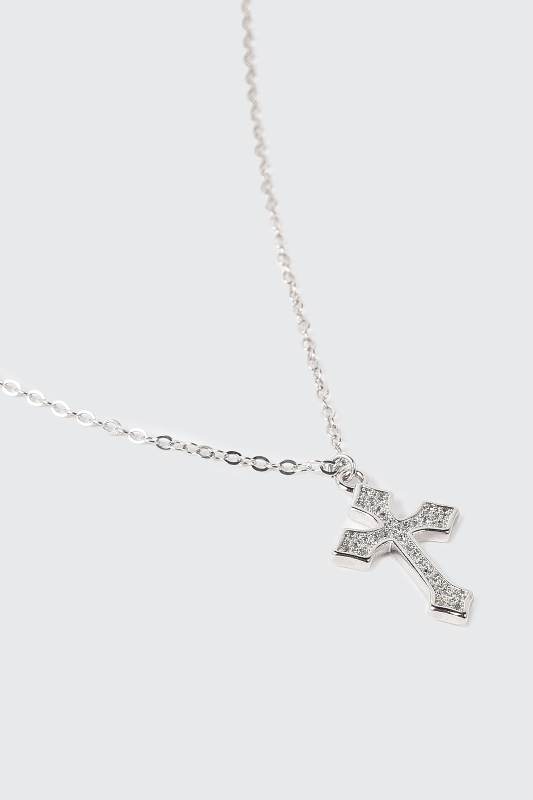 14K White Gold Cross Necklace
