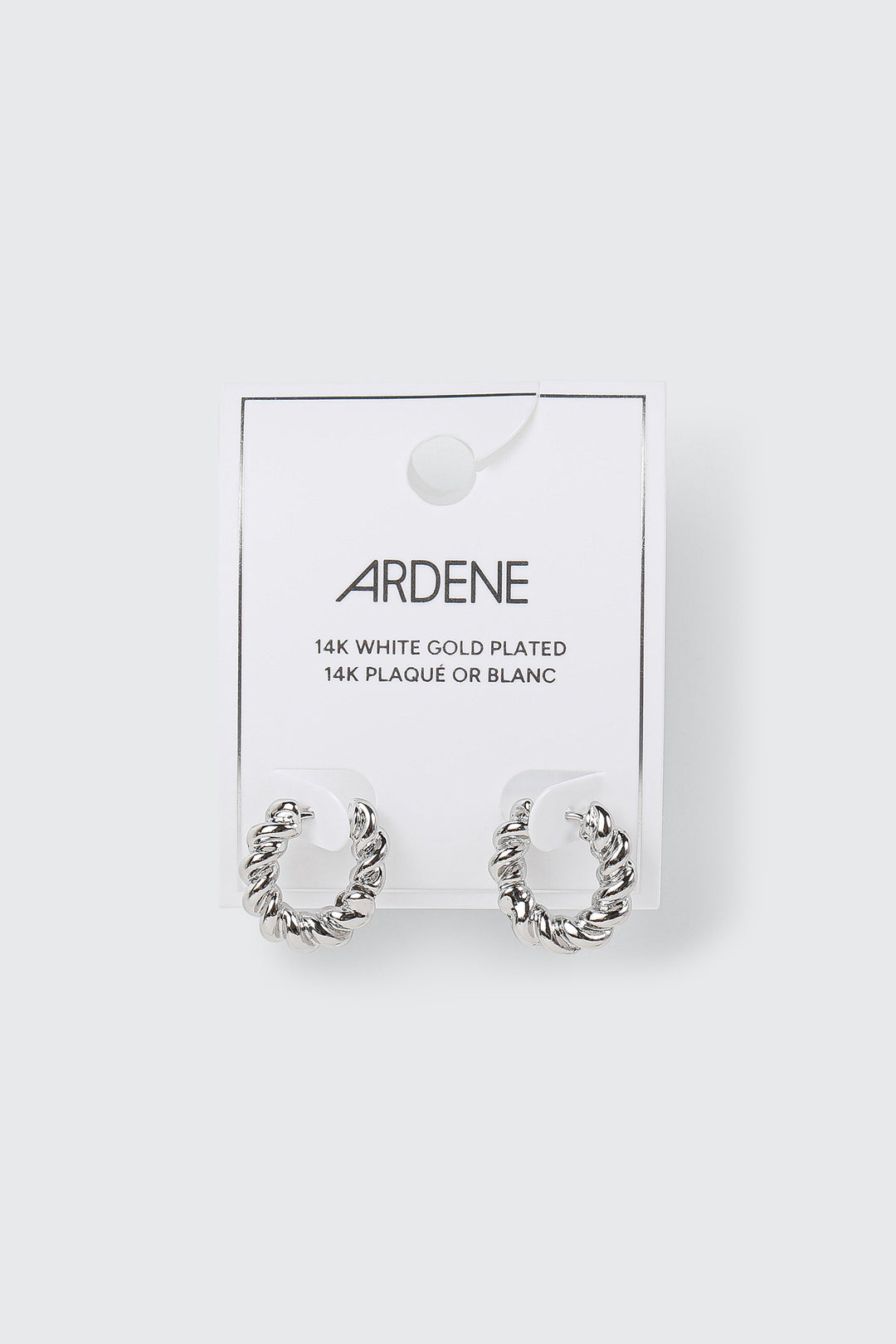 14K White Gold Plated Hoop Earrings
