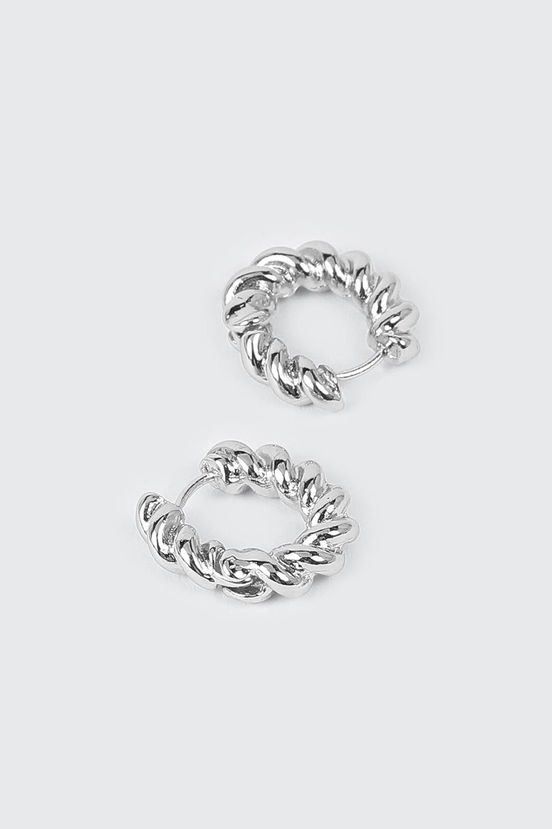 14K White Gold Plated Hoop Earrings