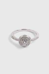 14K White Gold Plated Cushion Solitaire Ring