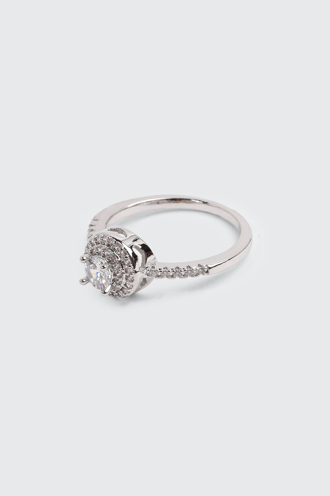 14K White Gold Plated Cushion Solitaire Ring