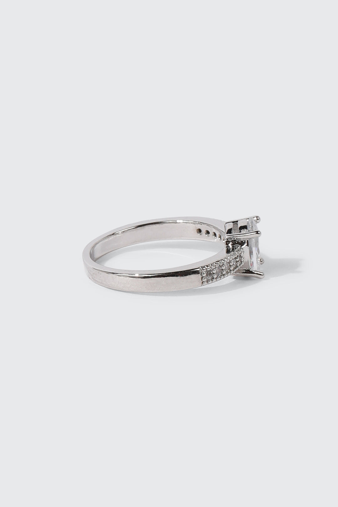 14K White Gold Plated Oval Ring