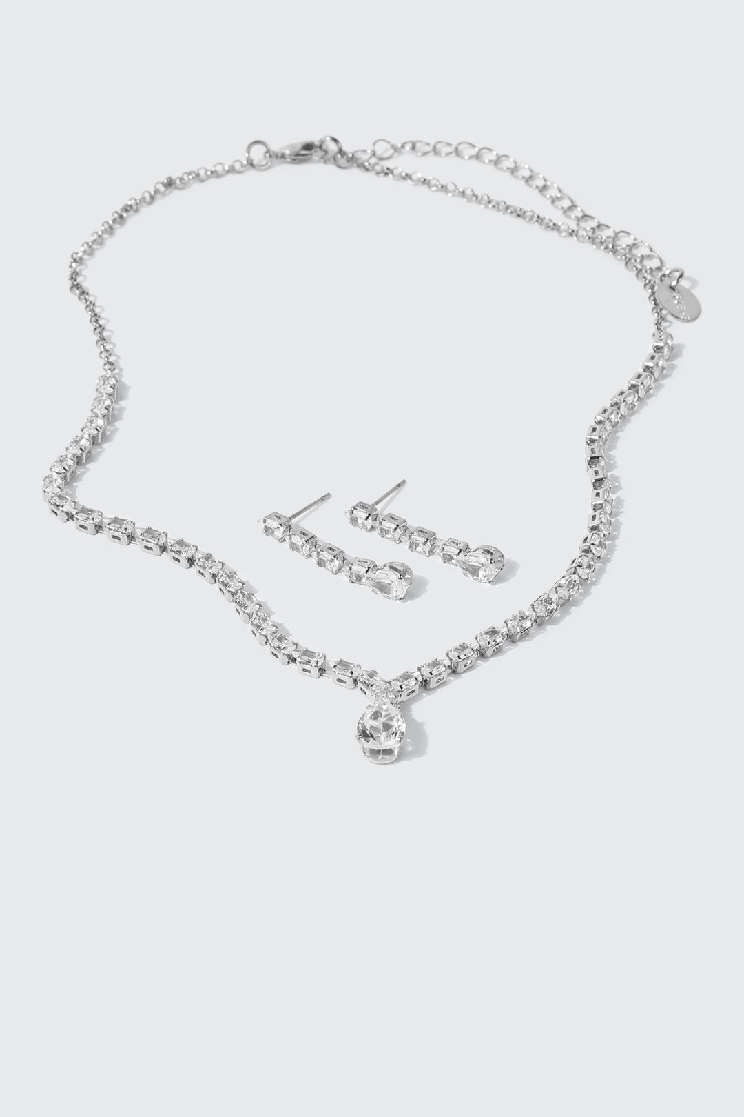 Rhinestone Necklace and Earrings Set