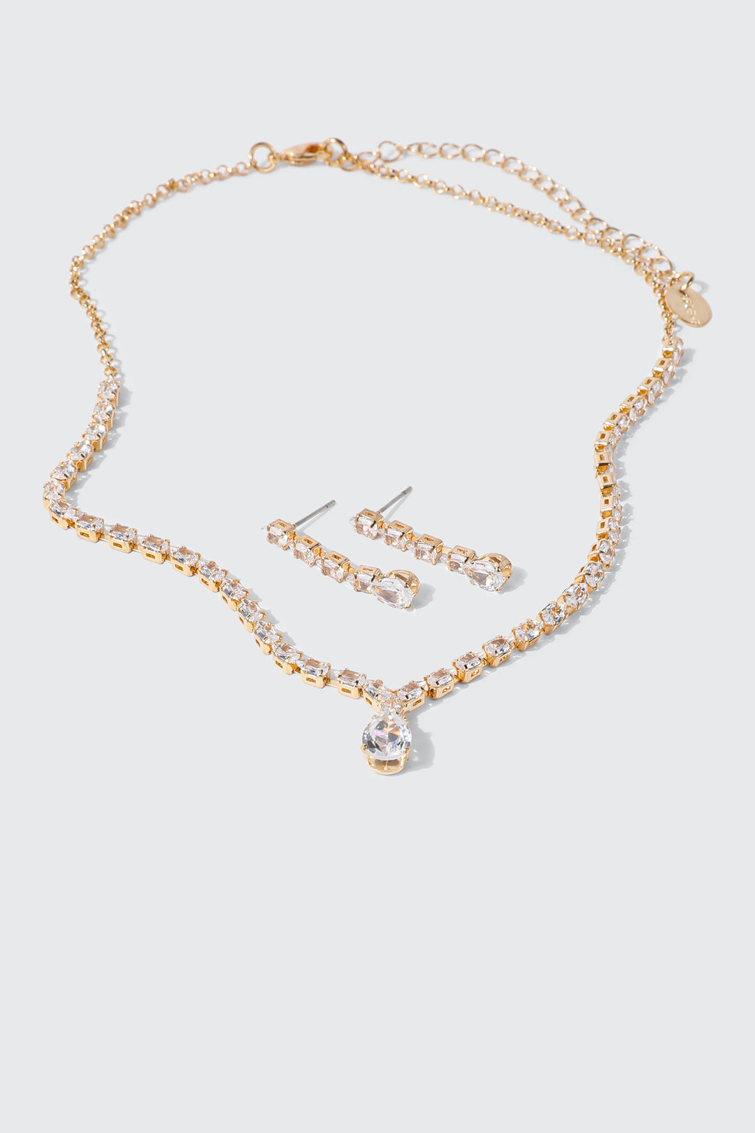 Rhinestone Necklace and Earrings Set