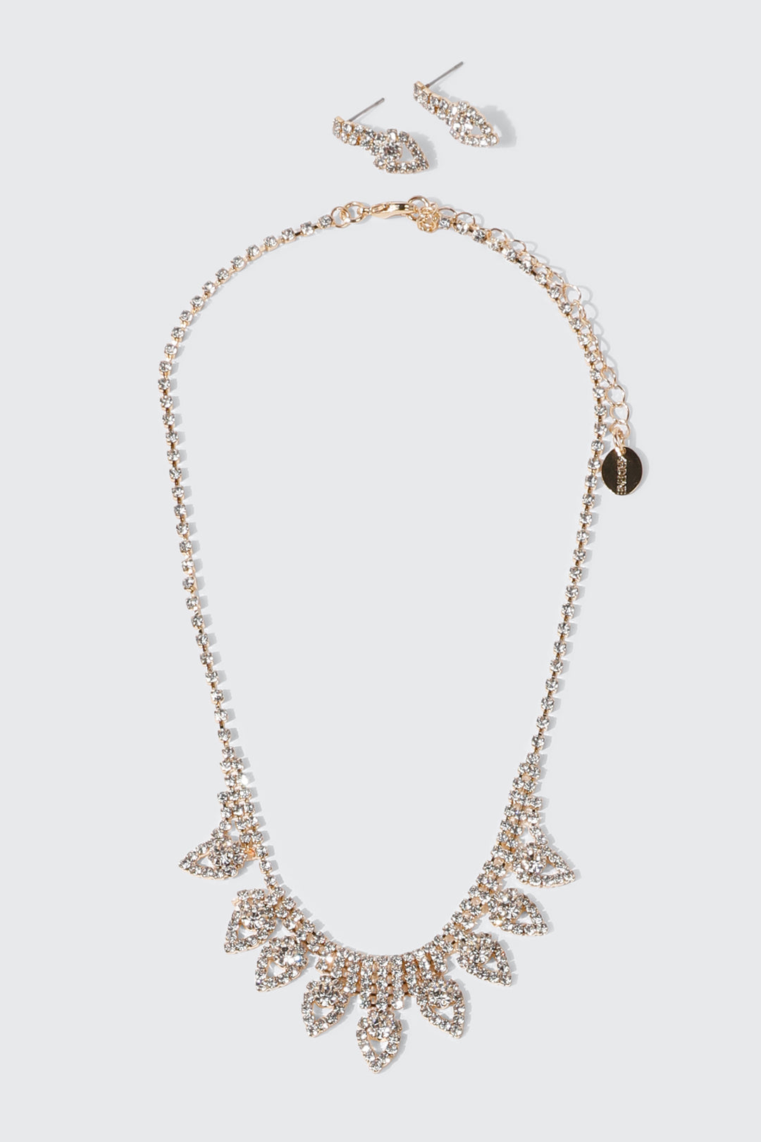 Rhinestone Necklace and Earring Set