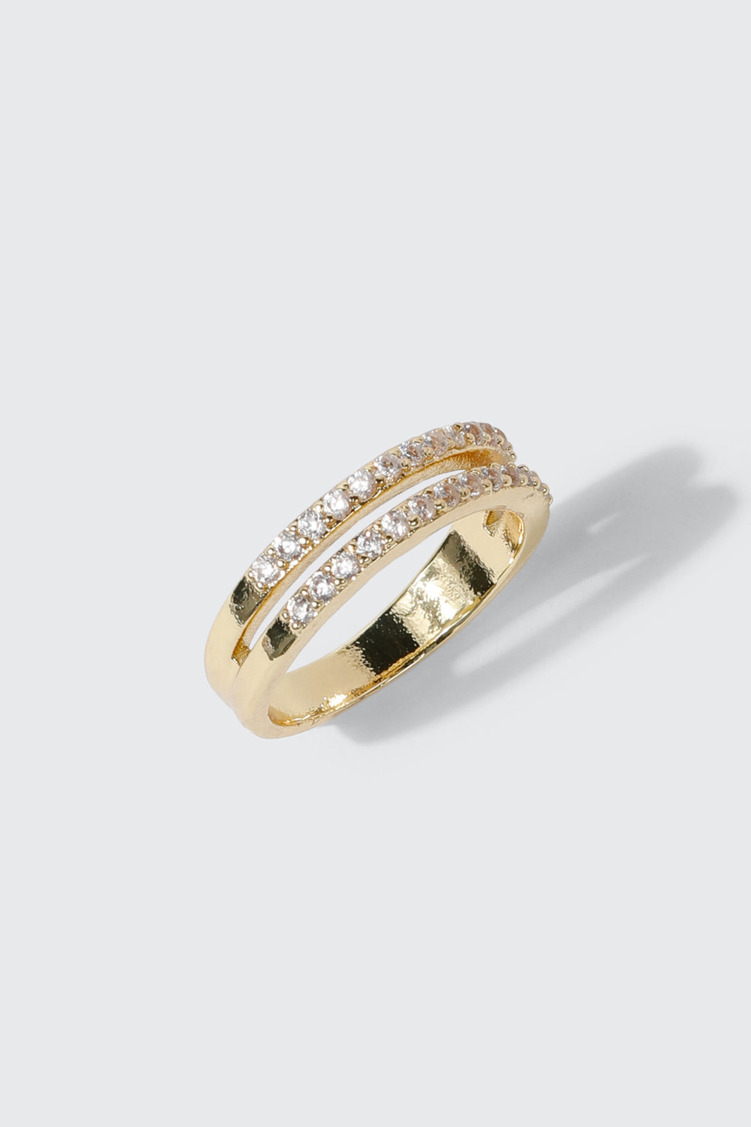 Bague à deux rangs plaquée or 14 carats