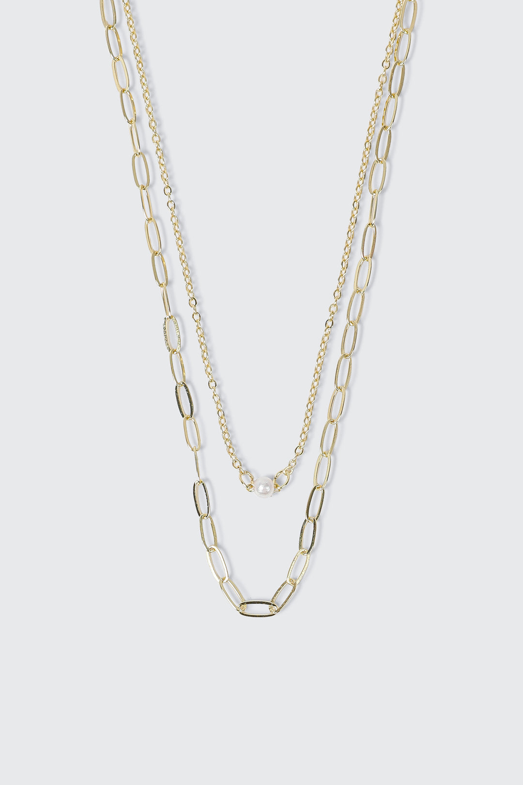 14K Gold Plated Layered Paperclip Necklace