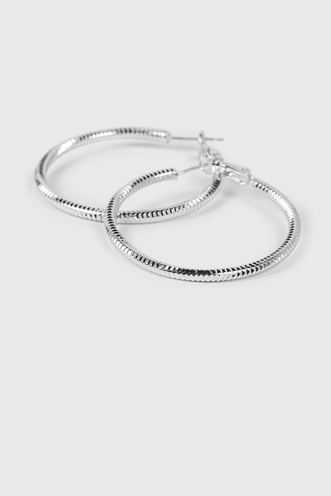 14K White Gold Plated Hoop Earrings