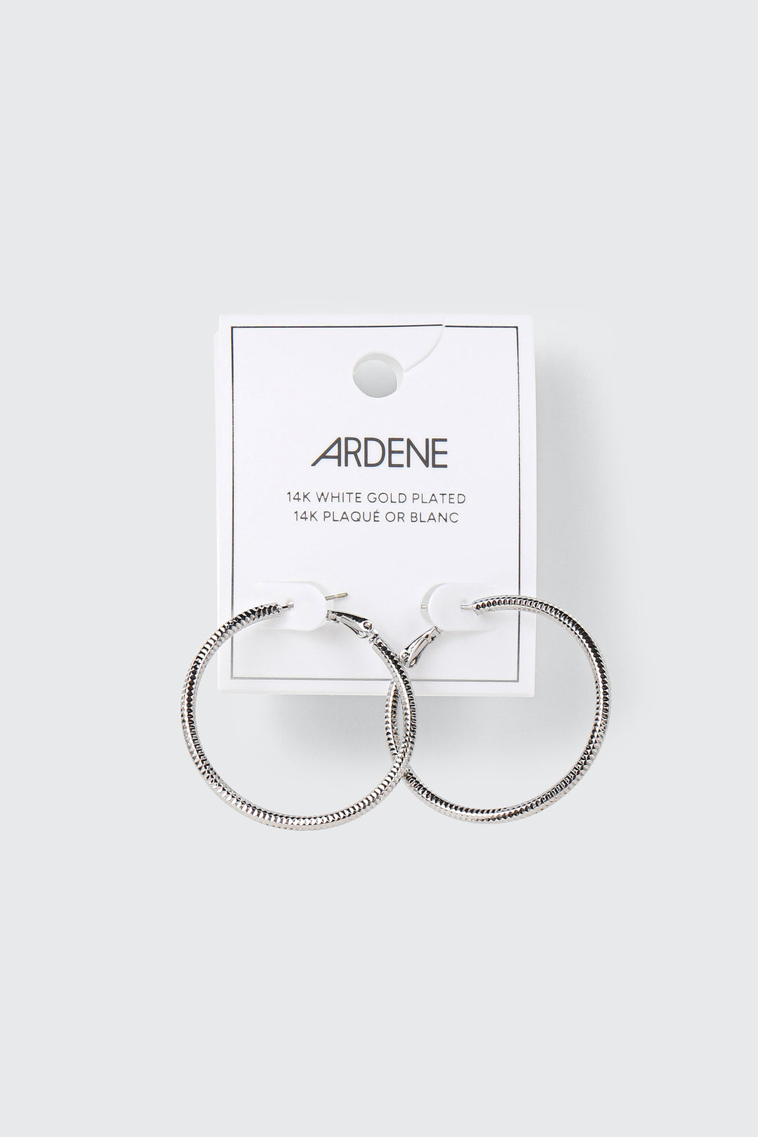 14K White Gold Plated Hoop Earrings