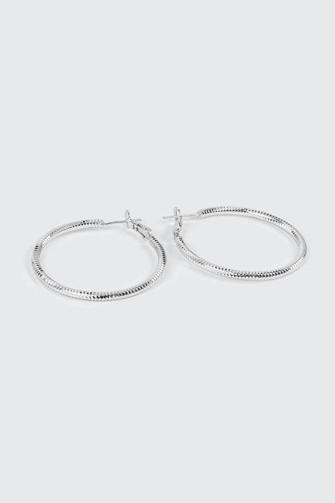 14K White Gold Plated Hoop Earrings