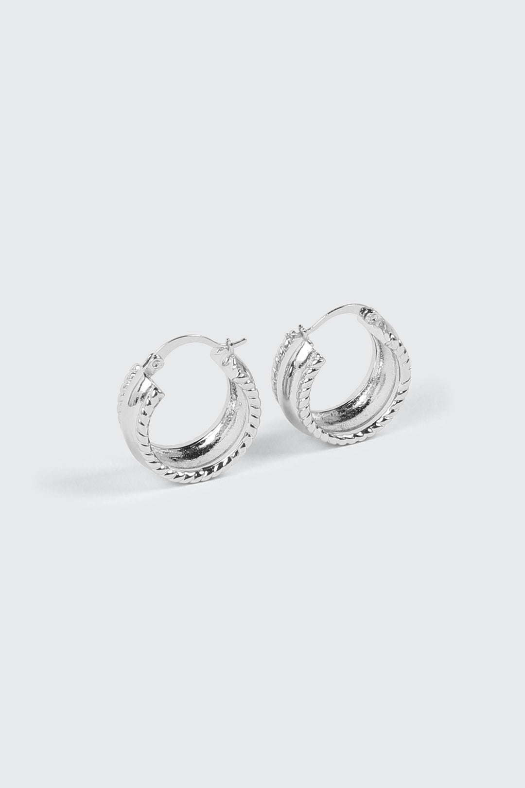 14K White Gold Plated Hoop Earrings