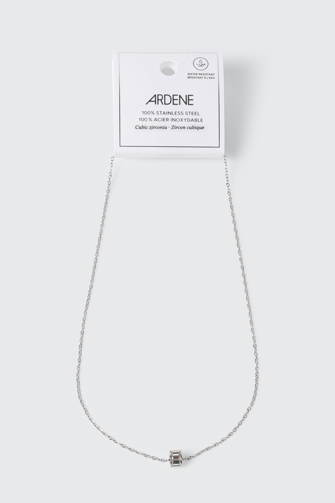 Collier en acier inoxydable à pendentif cylindrique