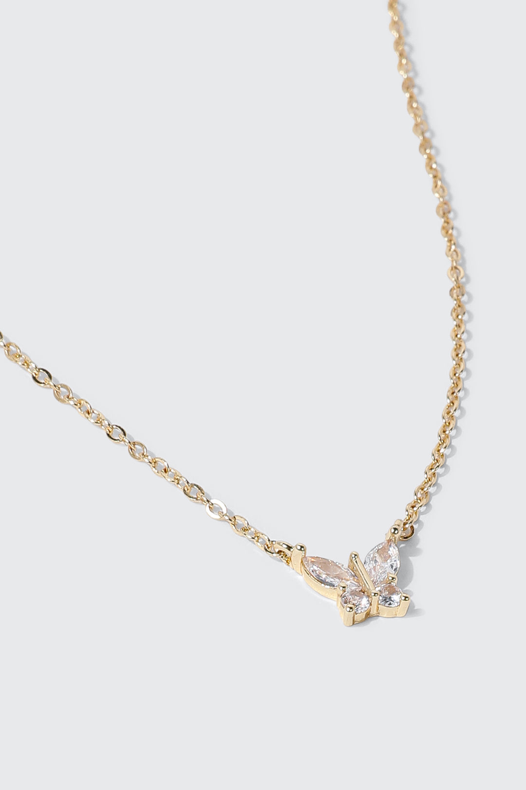 Collier pendentif papillon plaqué or 14K