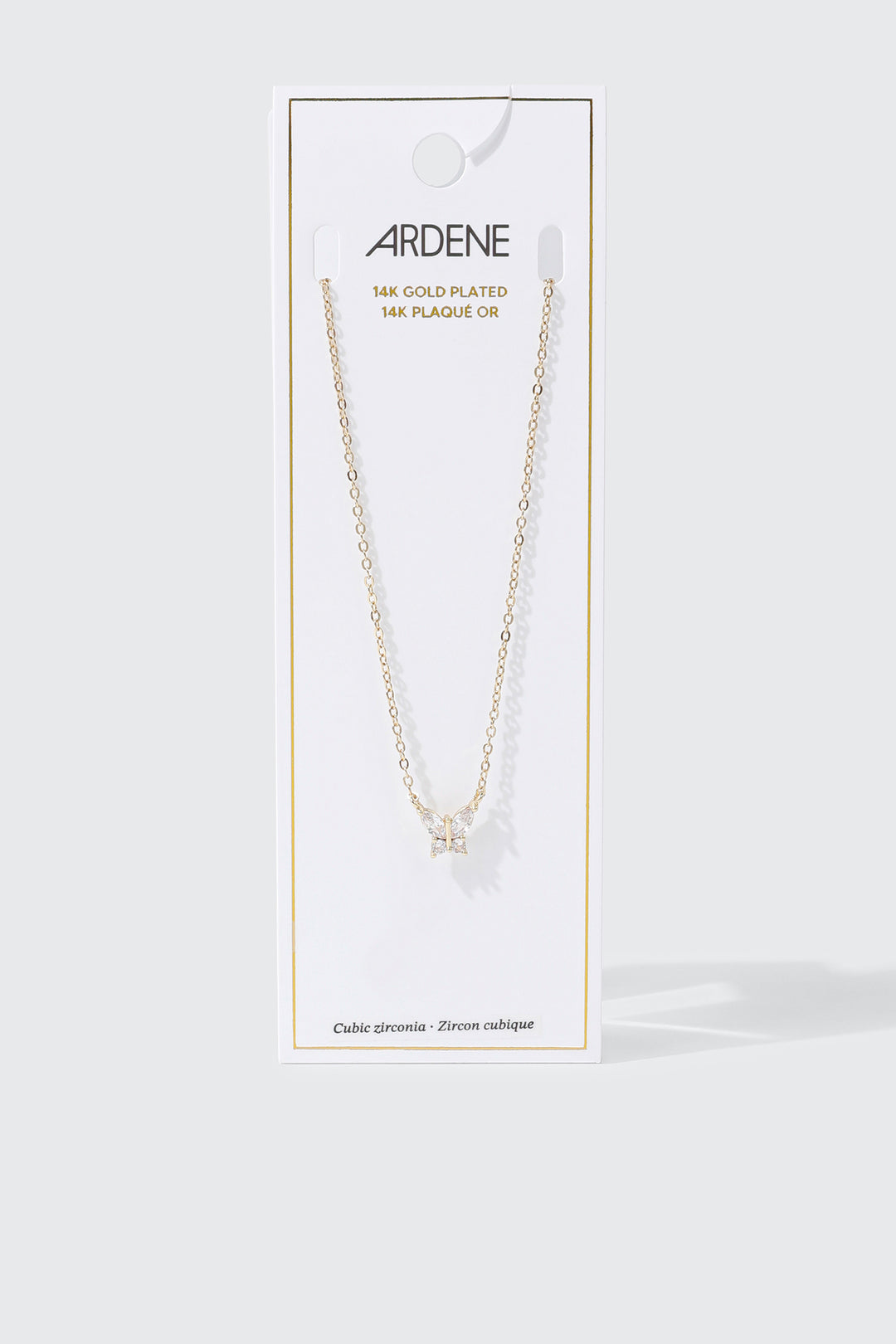 Collier pendentif papillon plaqué or 14K
