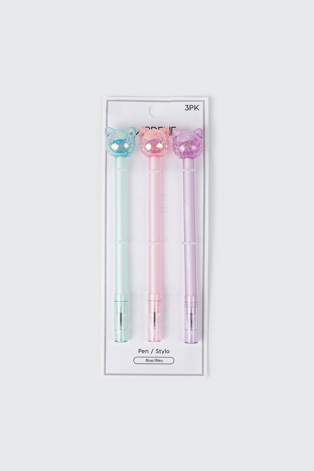 Lot de 3 stylos à bille à tête de chat