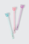 Lot de 3 stylos à bille à tête de chat