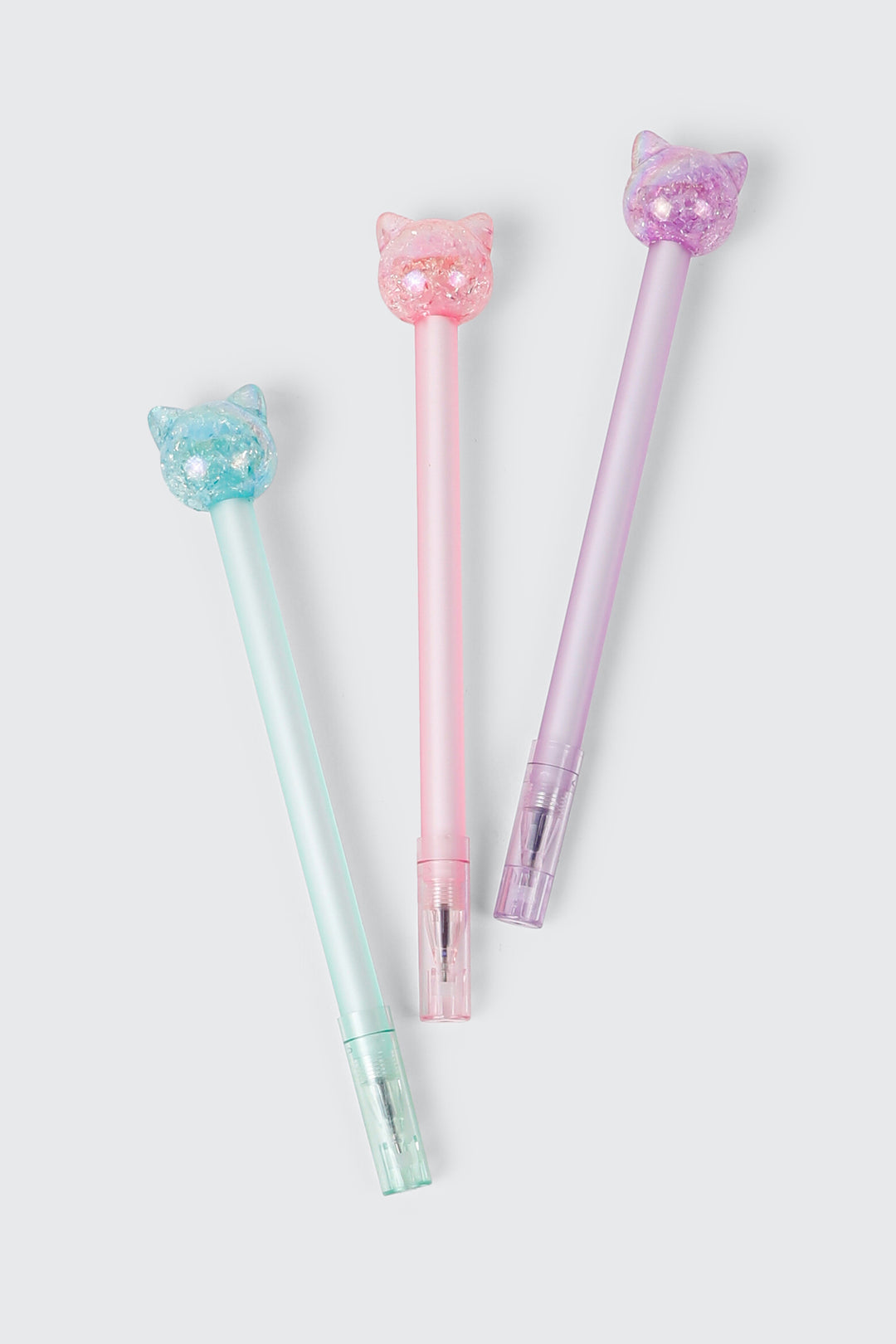 Lot de 3 stylos à bille à tête de chat