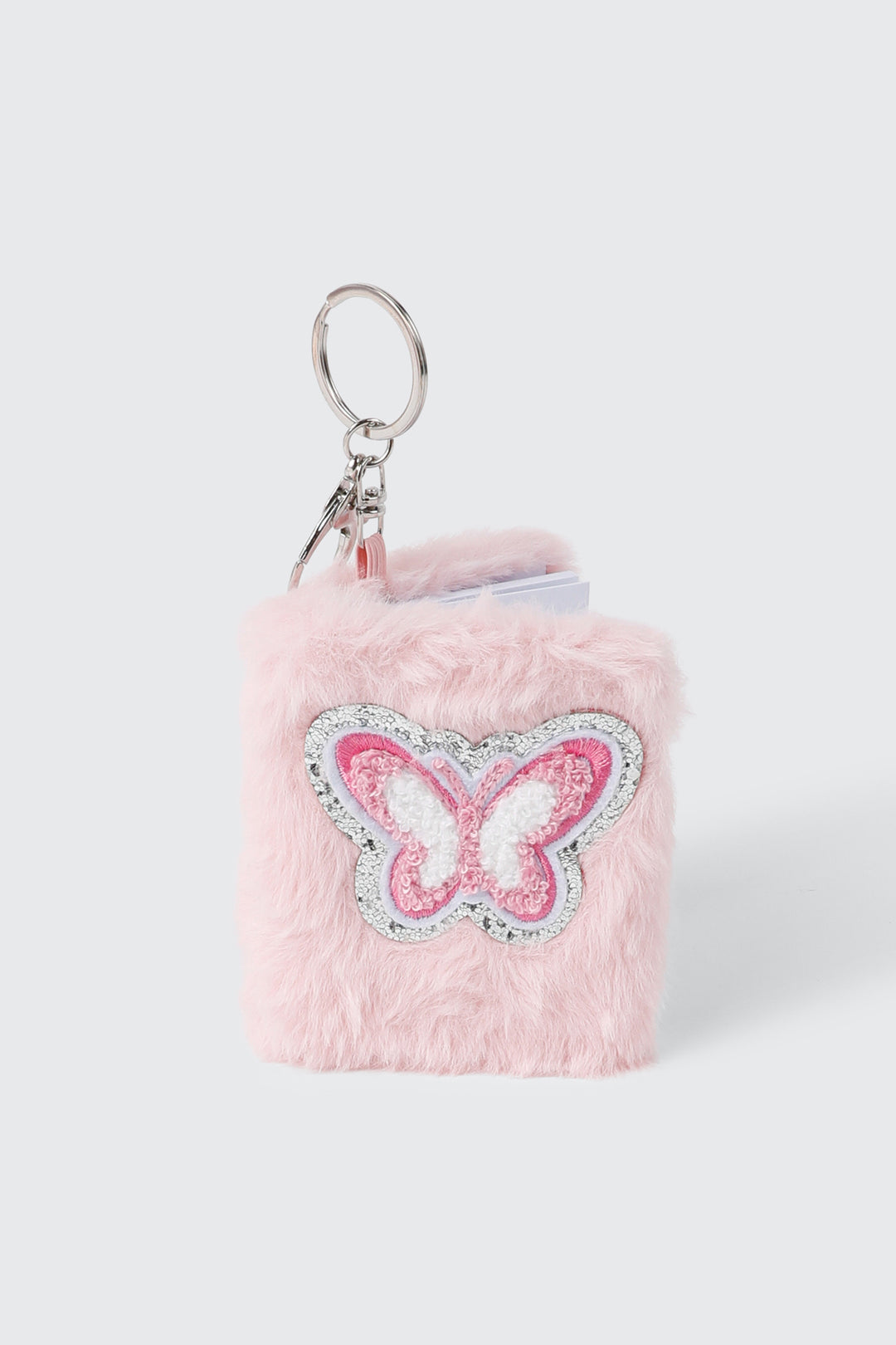 Butterfly Faux-Fur Mini Notebook Keychain