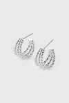 14K White Gold Twisted Hoop Earrings