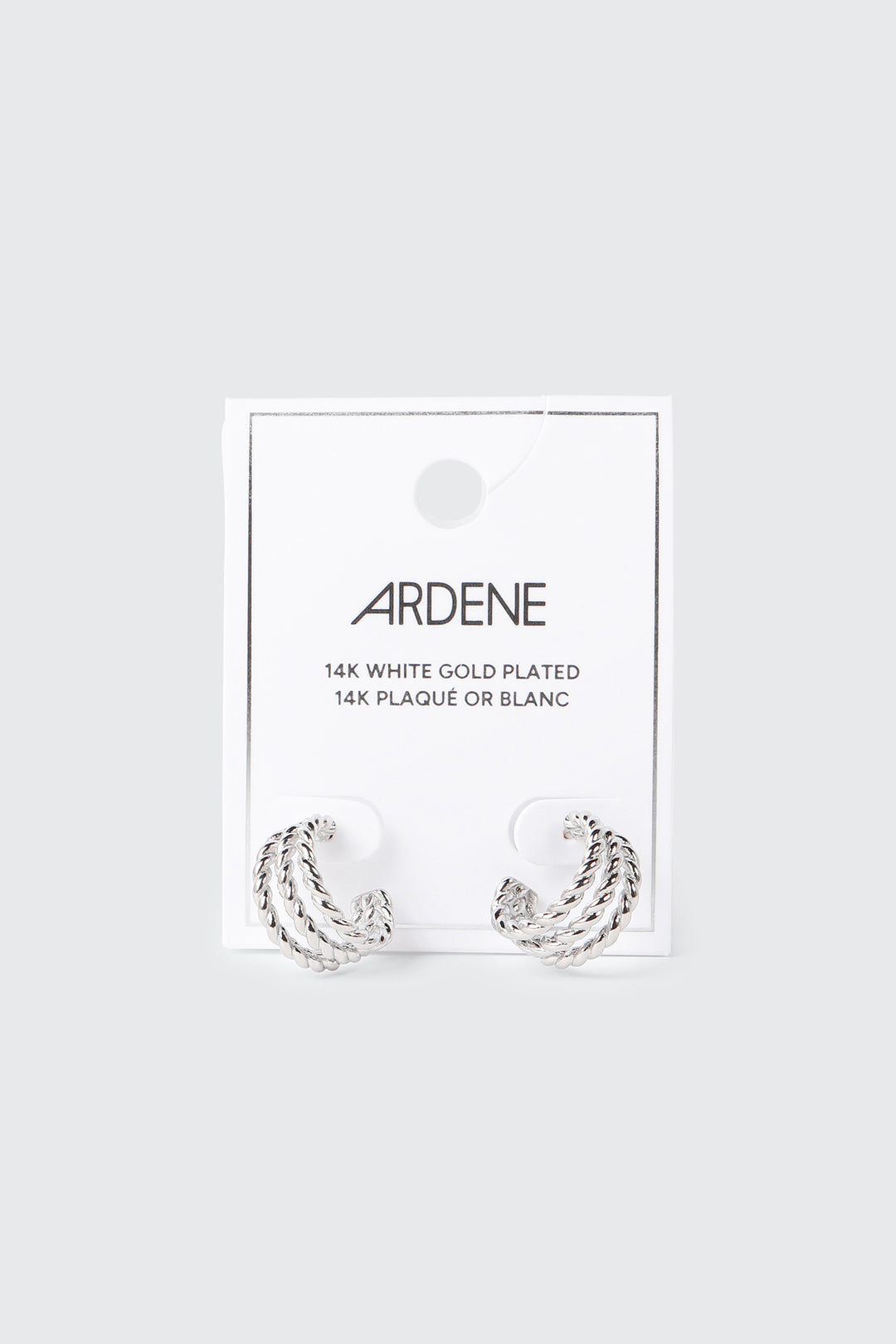 14K White Gold Twisted Hoop Earrings