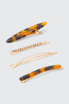 Lot de 4 barrettes à pression à motif écaille de tortue