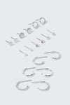 9-Pack Mixed Stud & Hoop Earrings