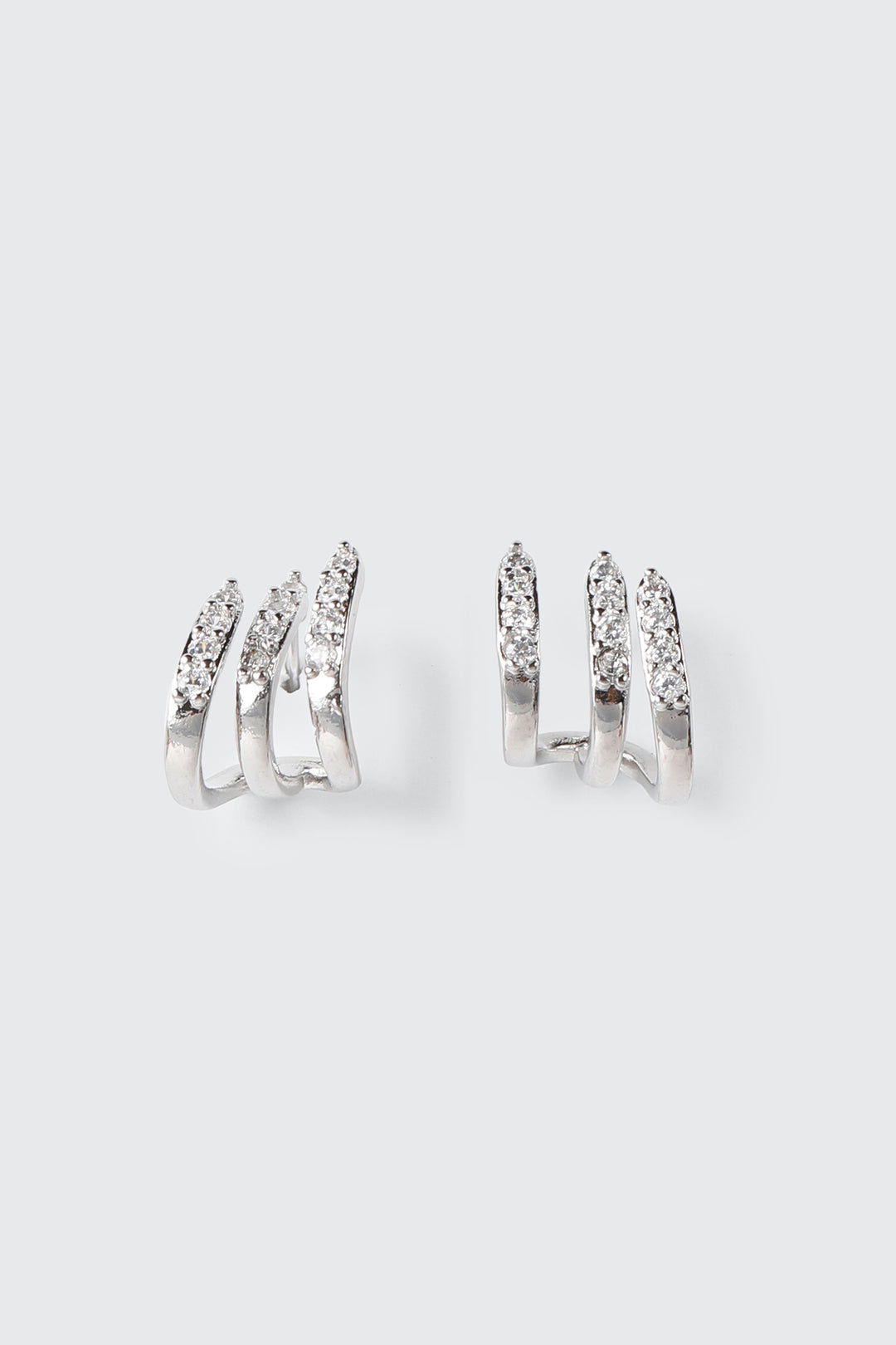 Triple Row Pavé Huggie Earrings