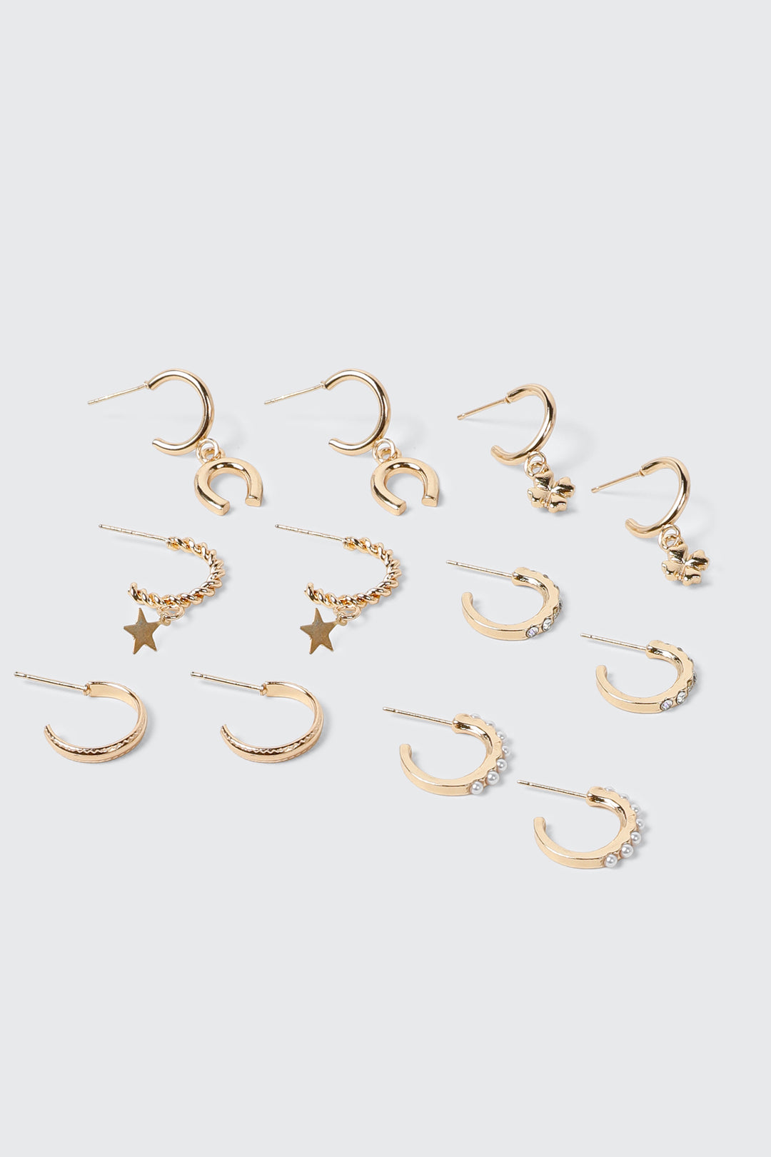 6-Pack Mixed Charm Hoop Earrings