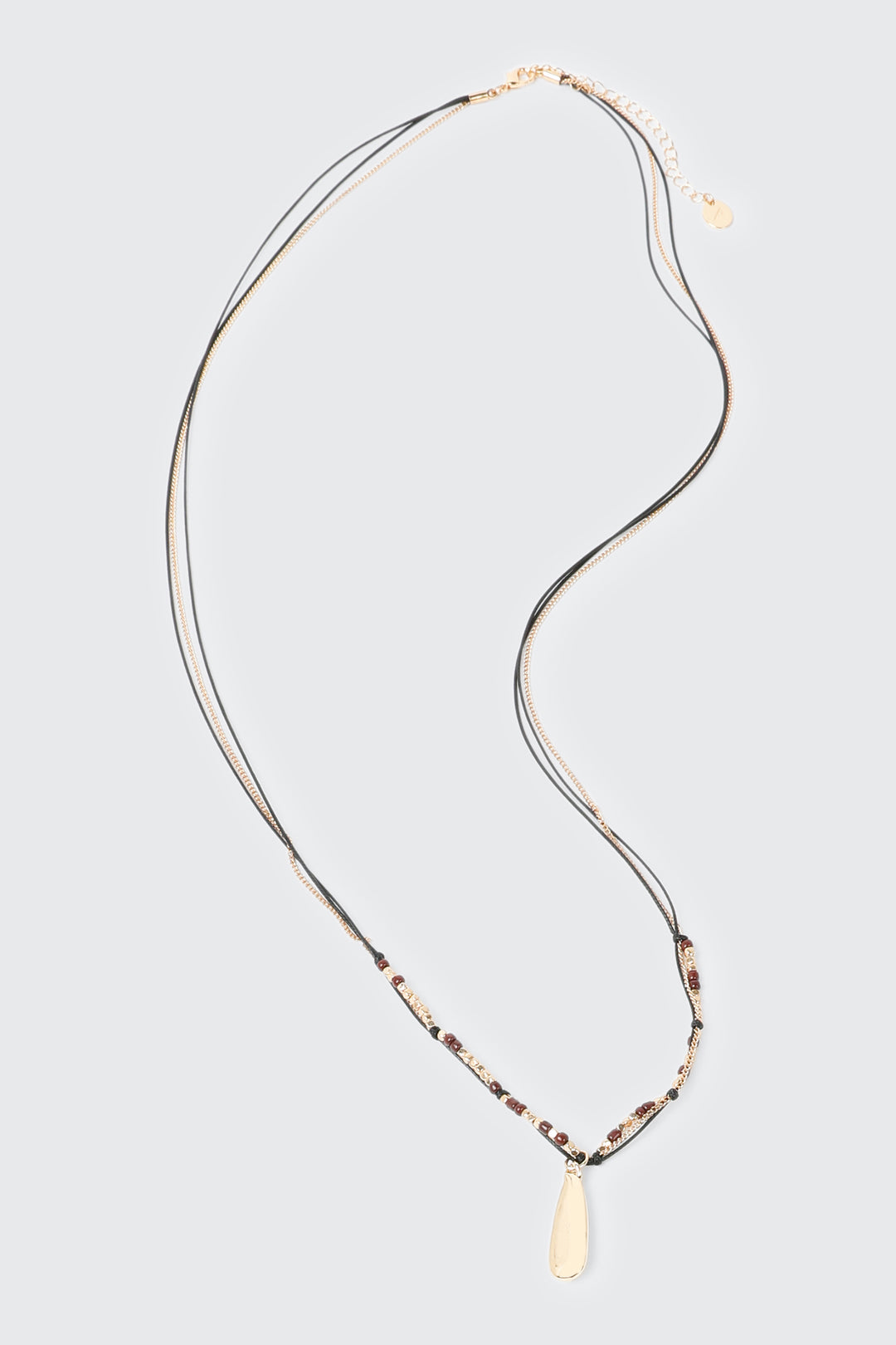 Beaded Cord & Chain Pendant Necklace