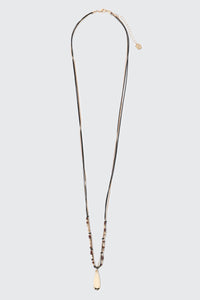 Beaded Cord & Chain Pendant Necklace
