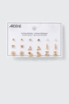 9 Pair Mixed Stud Earrings Set
