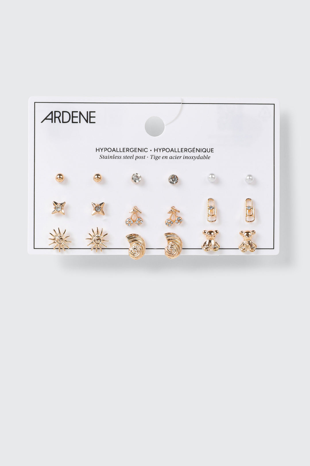9 Pair Mixed Stud Earrings Set