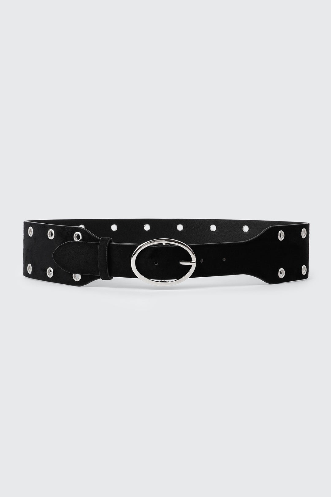 Wide Faux Suede Grommet Waist Belt