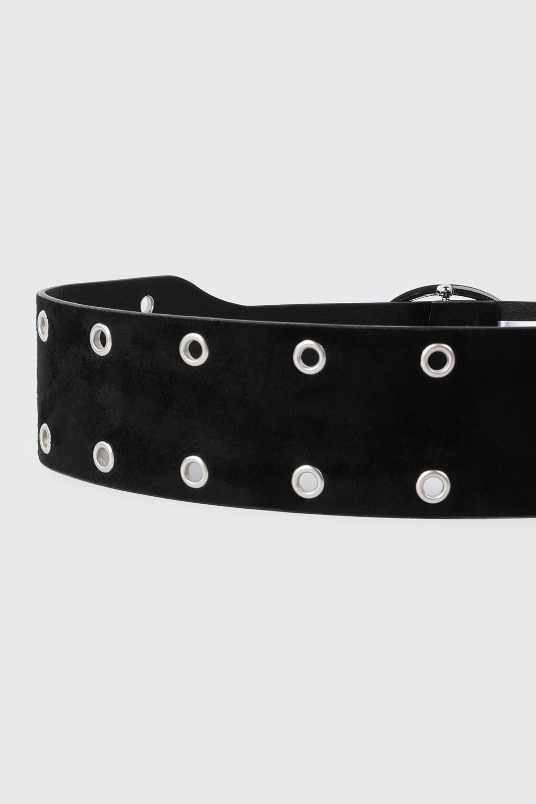 Wide Faux Suede Grommet Waist Belt