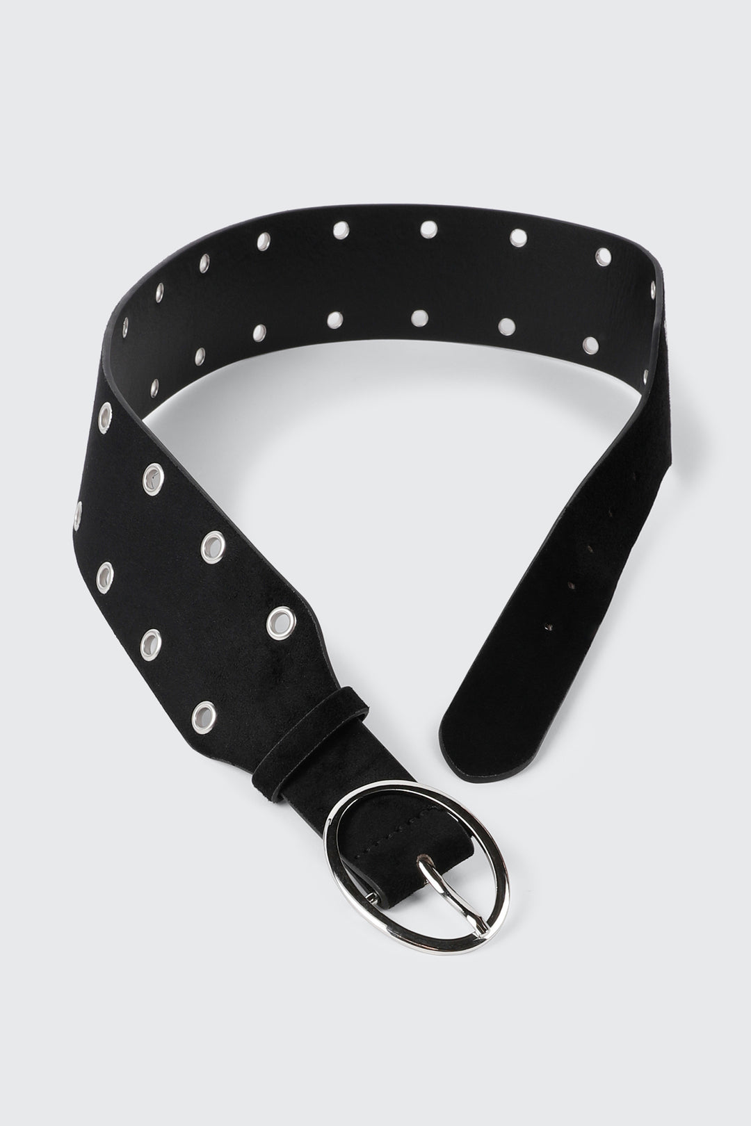 Wide Faux Suede Grommet Waist Belt