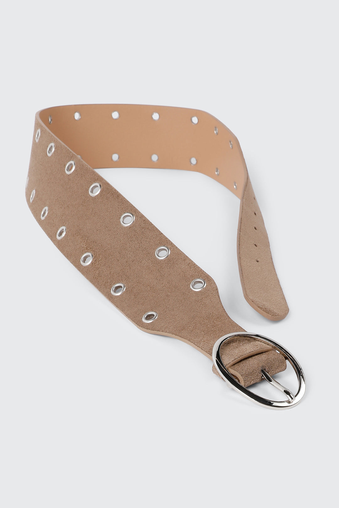 Wide Faux Suede Grommet Waist Belt
